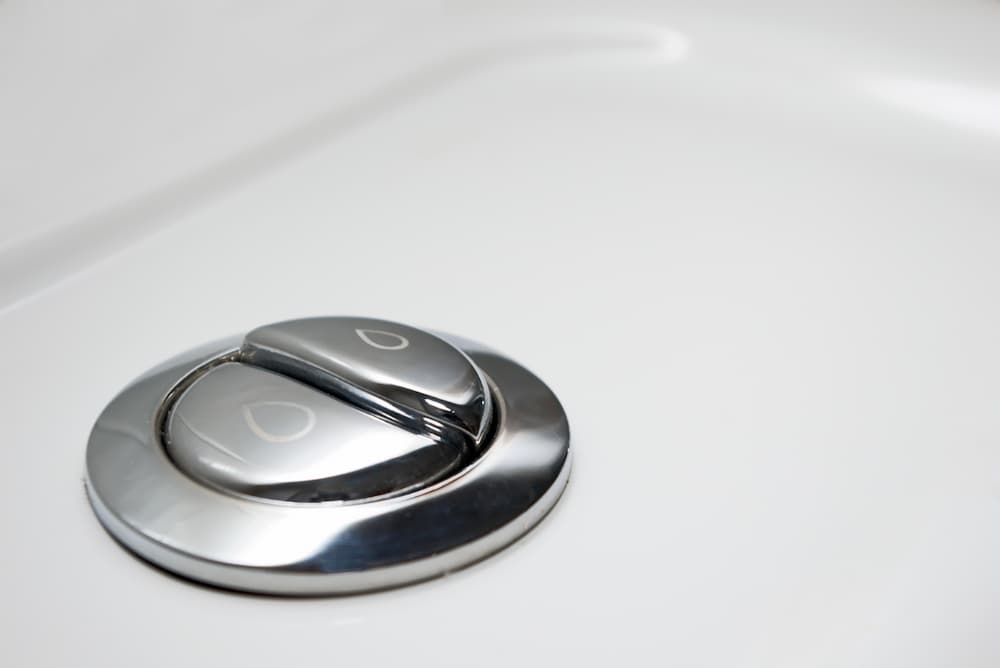 close up on buttons for dual flush toilet