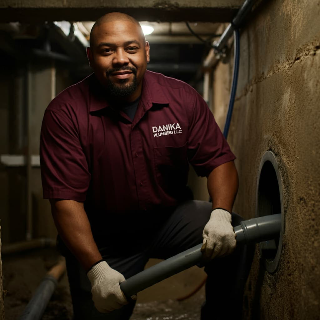 plumber fixing burst sewer pipes