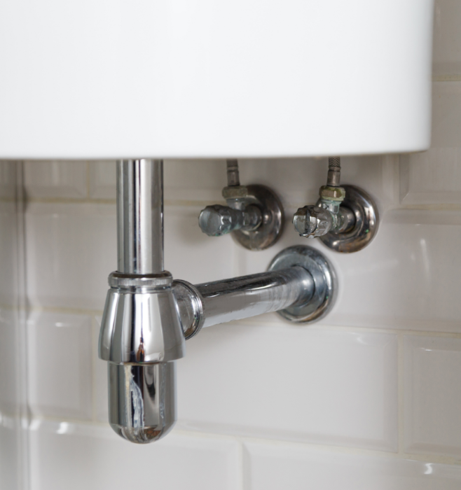 Piping and drains under the sink